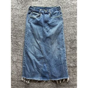 Levis 550 High‎ Rise Deconstructed A-Line Denim Skirt Blue Womens Size 29x38